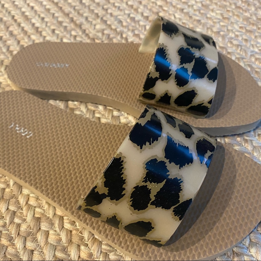 Animal Print Slide Sandals, Size 7